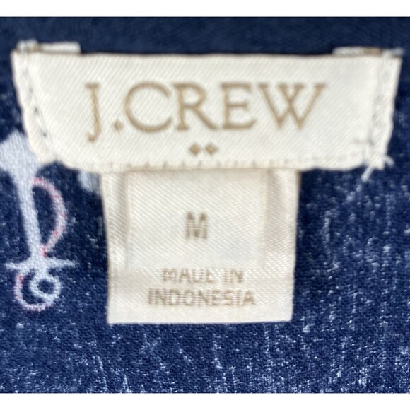 J. CREW 100% Cotton Deep V Tunic Top Women's M Navy Nautical Coastal Resort ⚓️ - Picture 7 of 9